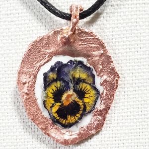 Copper Pansy flower Necklace